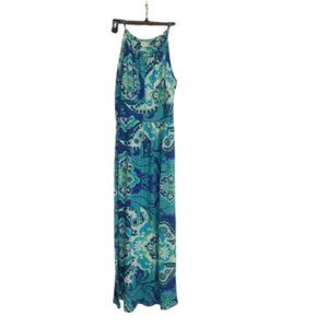 Jon And Anna Green Blue Stretch Maxi Boho Dress Sleeveless Large